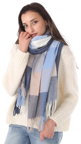 DiaryLook Plaid Warm Blanket Scarf for Winter,Long Ladies Scarves Check Soft,Wool Tartan Shawl Wraps for Women