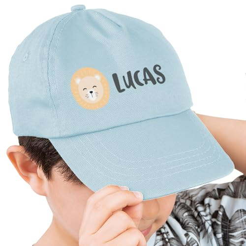 Wanapix | Casquette Personnalisée de Baseball pour Enfant | Couleur Bleue | Visière Courbée | Personnalisez avec Photos, Textes | Casquette Structurée Enfant à Cinq Pans | Fermeture Auto-agrippante