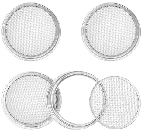 YUYUDEHM 4 Pack Sprouting Lid for Mason Jar, Mesh Stainless Steel Sprouting Jars Lids, Wide Mouth Canning Lids for Growing Bean, Seeds and Broccoli (70mm)