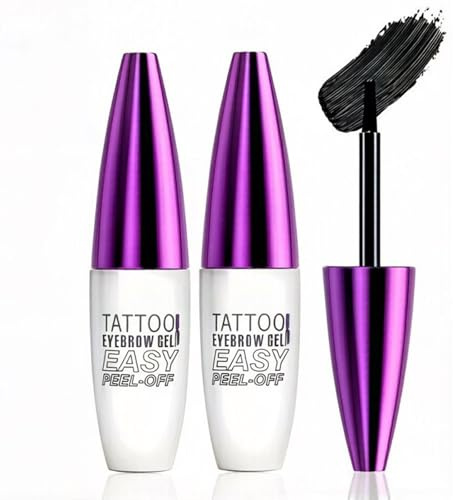 2 Pezzi Tinta Sopracciglia Peel Off, Impermeabile e a Lunga Durata, Gel Sopracciglia Semi-Permanente per uno Sguardo Definito, Colori Nero Chiaro e Nero