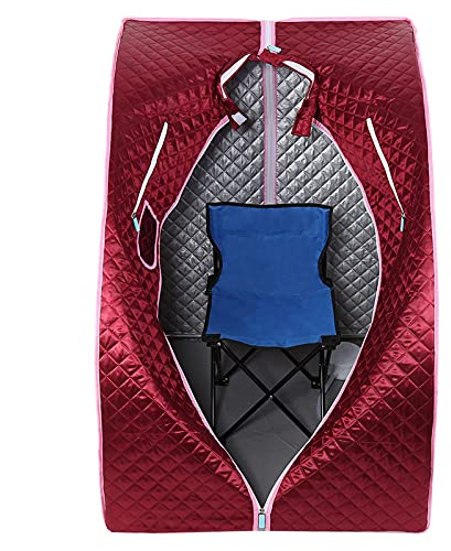 Sauna plegable cabina de calor Terapéutica Spa 1000W Sauna de vapor,Sauna e portátil,Personal Spa en casa con controlador de temperatura remoto (98x80x70cm) (rojo)