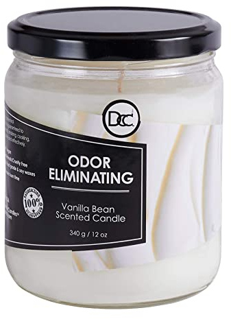 Vanilla Bean Odor Eliminating Highly Fragranced Candle - Eliminates 95% of Pet, Smoke, Food, and Other Smells Quickly - Up to 80 Hour Burn time - 12 Ounce Premium Soy Blend