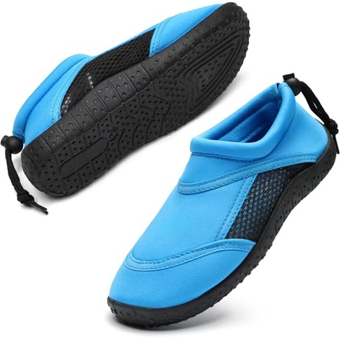 HKR Kids Aqua Shoes Boys Water Socks Quick Dry Beach Swim Pool Surf Wetsuit Barefoot Shoes Black/Royal Blue 2.5 UK