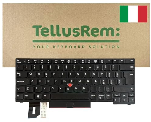 TellusRem Teclado de Repuesto Compatible con Lenovo ThinkPad T480s Negro – IT sin retroiluminación, para Modelos T480s, T490, E490, L480, L490, L380, L390, L380 Yoga, L390 Yoga, E490, E480