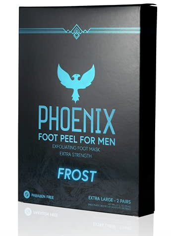(Pack of 2) Phoenix Foot Peel for Men - Extra Large - Extra Strength - Menthol - Exfoliating Dry Feet Treatment - Callus Remover - Paraben Free