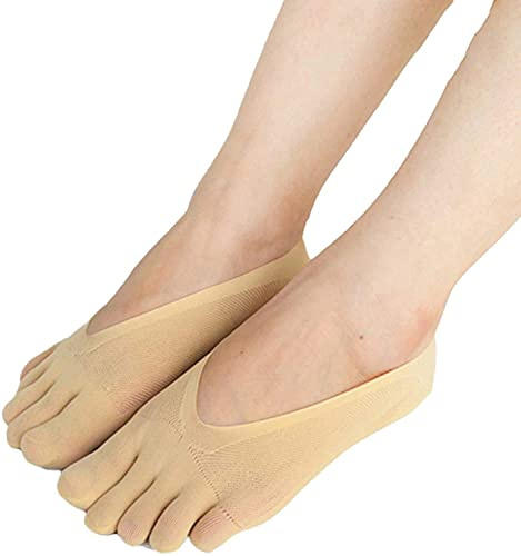 NC 5 paia di calzini ortopedici a compressione per le donne, calzini traspiranti a cinque dita con linguetta in gel, invisibili, Colore, 36-42