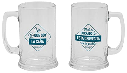 Set de dos jarras de cerveza para tomarse la vida fresquita y con bien de espumita, Multicolor - Mr. Wonderful (WOA11738ES), 430ml.