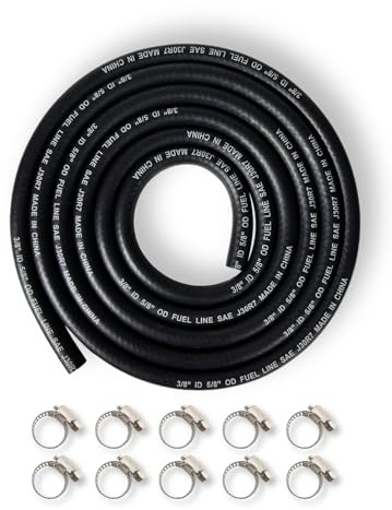 YAMAKATO 10MM SAE 30R7 Tubo Gasolina Manguera de combustible de 10 mm de diámetro interior, manguera de gasolina de caucho NBR para automóviles, barcos, generadores, con 10 abrazaderas