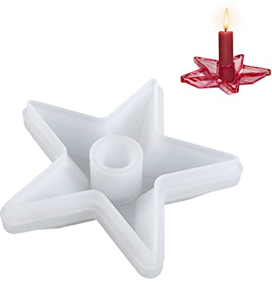 1 stück fünfzackiger Sternkerzenhalter, Kerzen-Silikonform, DIY Sternkerzenhalter fünfzackiger, Giessform Kerzenhalter, Epoxidharzform für DIY Kerzenhalter, handgemachte Seife, Raumbeleuchtung