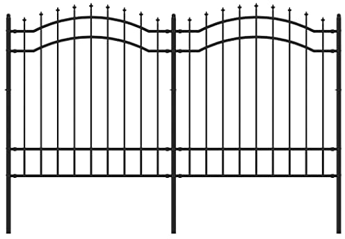 vidaXL Staket med spjuttopp svart 165 cm pulverlackerat stål