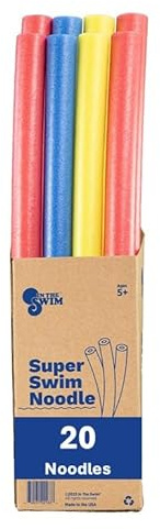 In The Swim 20-Pack, 3-Inch Diameter Jumbo Pool Noodles – Soft Large Foam Noodles for Extra Buoyancy - Floating Training Device, Exercise Aid, Pool Toy - 50 Inches Long - 3 Assorted Colors