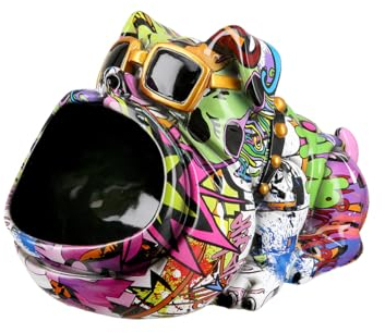 Casablanca Deko Schale aus Kunstharz - Street Art Dekoschale Hund mit Sonnenbrille - Deko Wohnzimmer Geschenk Geburtstagsgeschenk - Farbe: Mehrfarbig Höhe 17 cm