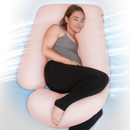 PinkFroggie Raffreddamento Seta Cuscino Gravidanza,Cuscino Gravidanza per Dormire a Forma di U Supporto Maternità,Supporto per Schiena,Fianchi,Gambe, Pancia per Donne Incinte