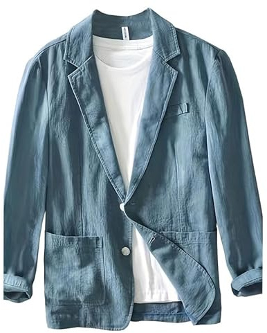 Yahbrra Men's Linen Jacket Blazer Leisure Suit Jacket Two Button Lightweight Sports Coats Slim Fit Leisure Blazer Men's Suit Jacket Jacket Sporty Leisure Two Button Lightweight Sports Coats