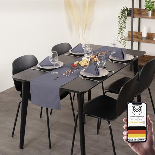 chambry Tischläufer 100% Baumwolle (Canvas) - Größe und Farbe wählbar - Handarbeit Made in Germany - nachhaltige hochwertige Tischdekoration - Anthrazit 30cm x 140cm