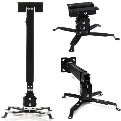 Yuarisx Projector Mount Wall Ceiling Bracket Adjustable Height and Tilt Extendable Arms DLP LCD Projection for Home and Office Projector