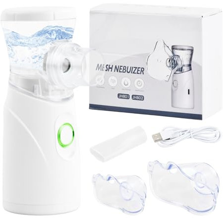 Nebulizador Portatil para Bebe Niños Adultos, Aerosoles Nebulizador Silencioso, Maquina de Aerosoles, Silenciosa Inhaladores Eléctricos con Boquilla y 2 Mascarillas para Uso Doméstico y de Viaje