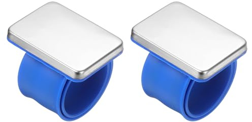 sourcing map 2pcs Magnetic Pin Holder Wristband Wrist Sewing Pincushion Silicone Strap Bracelet for Sewing Quilting Hair Clips, Blue