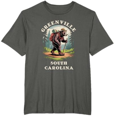 Greenville, South Carolina SC Blue Ridge Hiking Bear T-Shirt