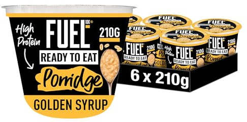 FUEL10K Ready to Eat Protein Porridge Oat Cereal Pot Golden Syrup, 210 g (6 Pack)