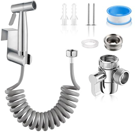 Lhdfyqt Set per Bidet in Acciaio Inox, Spruzzatore Portatile per Bidet, Doccetta WC, Kit Acciaio Inossidabile WC Doccia, Set Doccia Bidet per WC, per la Animali Domestici, Igiene Personale