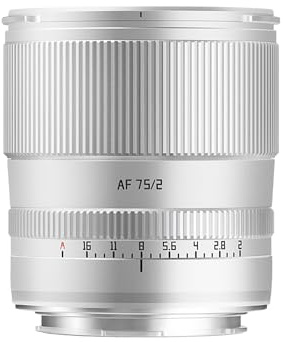 TTARTISAN 75 mm F2 AF-objektiv för L-Mount Silver, fullformat autofokus prime porträttobjektiv (L, Silver)