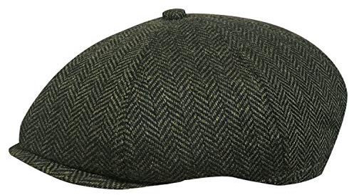 TOSKATOK® Unisex Herren, Damen 8-Panel mit Fischgrätmuster Wollmischung Baker Boy Schirmmutzen
