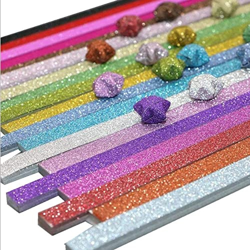 Odetojoy origami Stars strisce di carta artigianato Bling lucido pieghevole Lucky strip-19 colori ,380 fogli