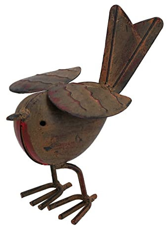 AB Tools Robin Red Brest Garden Sculpture Statue Ornement Decoration Metal Oiseaux