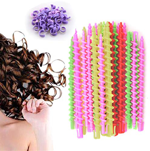 Paquete de 50 varillas de plástico en espiral, para peluquería, pelo en espiral, para peinar el cabello, varillas permanentes en espiral, para mujeres y niñas