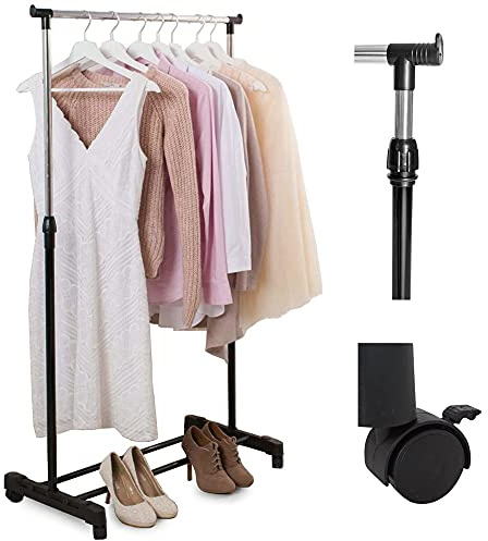 VERK GROUP SP Perchero, ropero de doble estante con ruedas giratorias 80x42x160 cm