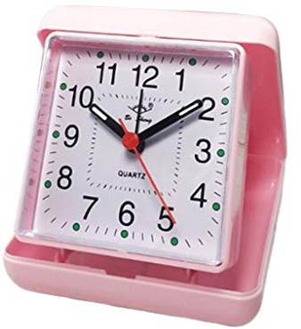 Easnea Large Numbers Plastic Silent Folding Desk Travel Clock Home Design - Red, 10x10x4.5 cm