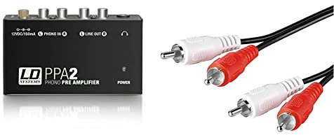 LD Systems PPA2 Préamplificateur Phono avec Correction RIAA pour Platine & Goobay 50028 Câble de Connexion Stéréo 2 x Cinch, 1.5m Longueur de Câble
