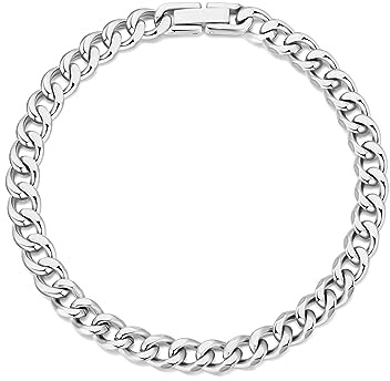 Philip Jones Men's 6mm Stainless Steel 8 Inch Curb Chain Bracelet