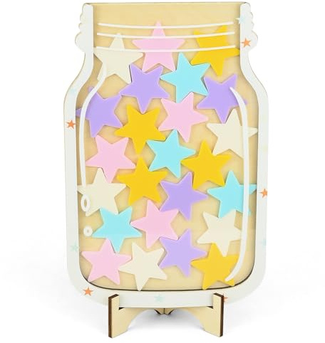 Reward Jar with Stars, Reward Jar Classroom Good Behavior, Incentive Jar Positive Behavior, Potty Training Reward Jar for Toddler, Reward Board for Boys Girls, Home Classroom Reward Chart Ornaments