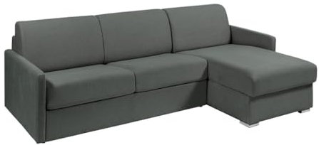Vente-unique-Ecksofa mit Matratze - Ecke wechselbar - Stoff - Grau - Liegefläche mit Lattenrost mit Breiten Latten 160 cm - Matratze 18 cm - CALIFE