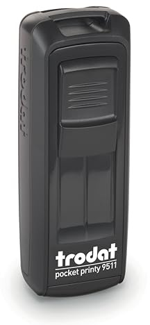 Mister Timbri Timbro Autoinchiostrante Tascabile Trodat 9511 38x14 mm Rettangolare Personalizzabile - 3 Righe di Testo, Ecologico e Ideale per Dati Aziendali o Firma