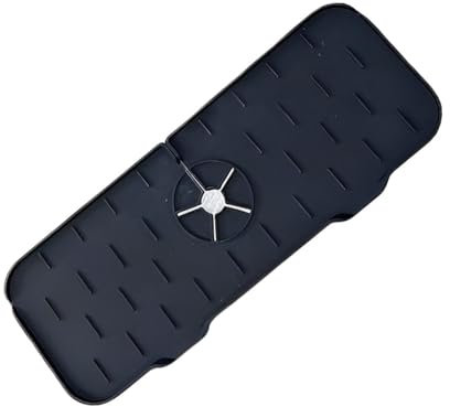 NHPY 1 Articolo Tappetino lavandino Cucina,paraschizzi Cucina,proteggi lavandino cucina,Riduce Il Flusso d'Acqua negli Angoli, Protegge Il lavello della Cucina e i Ripiani del Bagno (Nero)