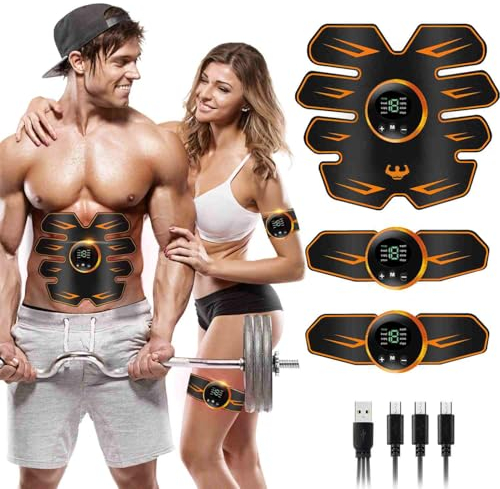 YOUKK EMS Muskelstimulator Trainingsgerät,Smart Fitness-Gerät Bauchmuskel Trainingsmaschine,Mehrere Modi,Wireless Portable Bauchgürtel Muskelaufbau ABS/Bauch/Arm/Bein 8 Modi und 19 Stufen