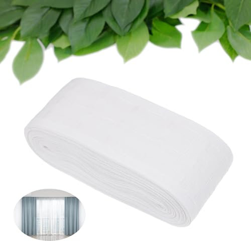 Gardinenband Kräuselband, 10M X 7.5CM Weiß Gardinenband Universalband Polyester Reihband Vorhang Faltenband,Gardinen Kräuselband zum Aufnähen,Gardinen Überschrift Band für Gardine Haken (7.5CM)