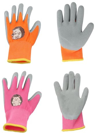 Bvxchg 2 paia di guanti da giardinaggio per bambini da 2 a 5 anni | protezione mani in lattice con design antiscivolo | Guanti da giardinaggio robusti per ragazzi e ragazze