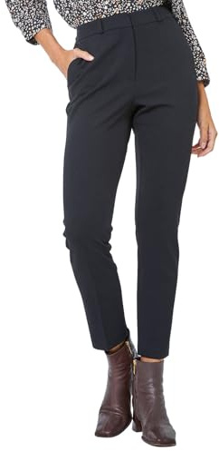 Roman Originals Office Trousers for Women UK Ladies Pants Smart Tapered Stretch 3/4 Length Ankle Grazer Professional Formal Evening Work Casual Autumn Winter - Black Long (76 CM) - Size 14