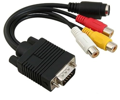 Angoily Vga to Rca Converter Adapter Cable for Svga to S-video Home Video Cables