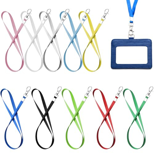 Aihoom 20pcs Lanières Colorées avec Lanière à Clip en Métal Rotatif pour Cou, Porte-clés, pour Carte d'identité, Sifflet, 10 Couleurs (Noir, Blanc, Rouge, Jaune, Vert, Bleu, Rose, Gris, Vert Fluo)