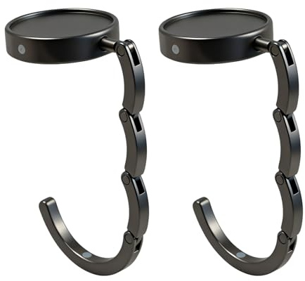 Ucfalfo 2Pcs Handbag Hooks for Tables, Folding Purse Hook Hangers, Portable Zinc Alloy Bag Hanger Table Hook for Handbags, Purses, Backpacks, Anti-Slip Design for Restaurants, Travel (Grey)