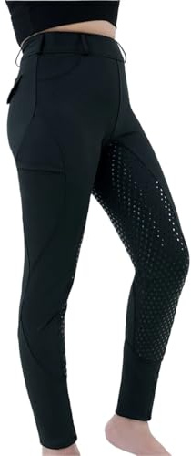 XIEHYA Ridbyxor dam ridbyxor fullsäte knäbyxor ridning skola tights utomhus sportkläder ridbyxor, Svart, M