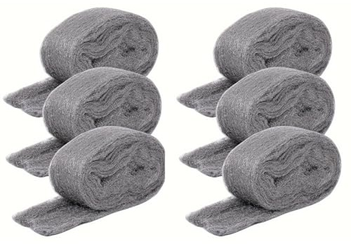 Steel Wool for Mice Control, 6 Pack Steel Wool Cloth Rodent Barrier, 78FT Total Fine Steel Wools 0000, Easy Cut & Shape Crack Filler for Mice & Rodent Blocking