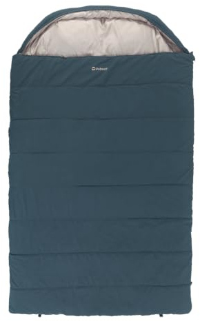 Outwell Campion Lux Double Sleeping Bag, 3-Season Premium Camping Bag with Built-In Pillow, 2-Way Zip, Comfort Hood & Insulated Design for Camping, Hiking, Campervan & Outdoor