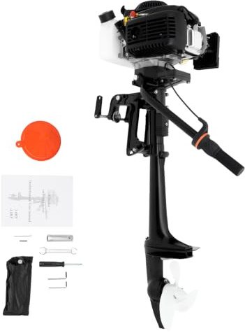 Goddlgjik 4 Tempi 4 CV Motore Esterno Benzina, 55ccm Motore Fuoribordo Corto, Motore per Barche da Pesca con Sistema di Trim Manuale, 5500 giri/min, Sistema di Accensione CDI, Motori Fuoribordo per