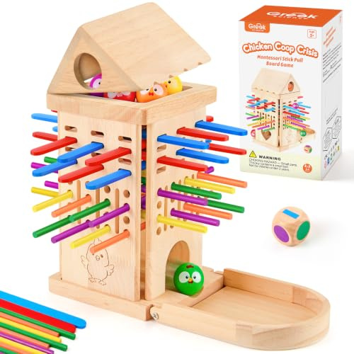 Greek Science Wooden Stick Pulling Board Game for Kids Ages 3-8
